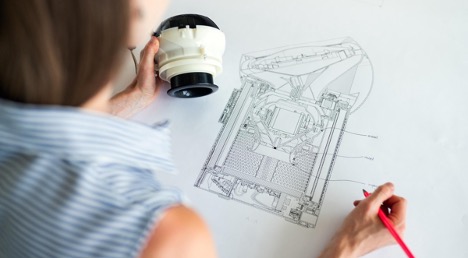 woman looking at design